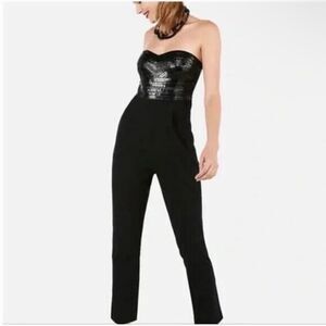 EXPRESS | Strapless Black Sequin Top Jumpsuit with Pockets Women’s Size 18